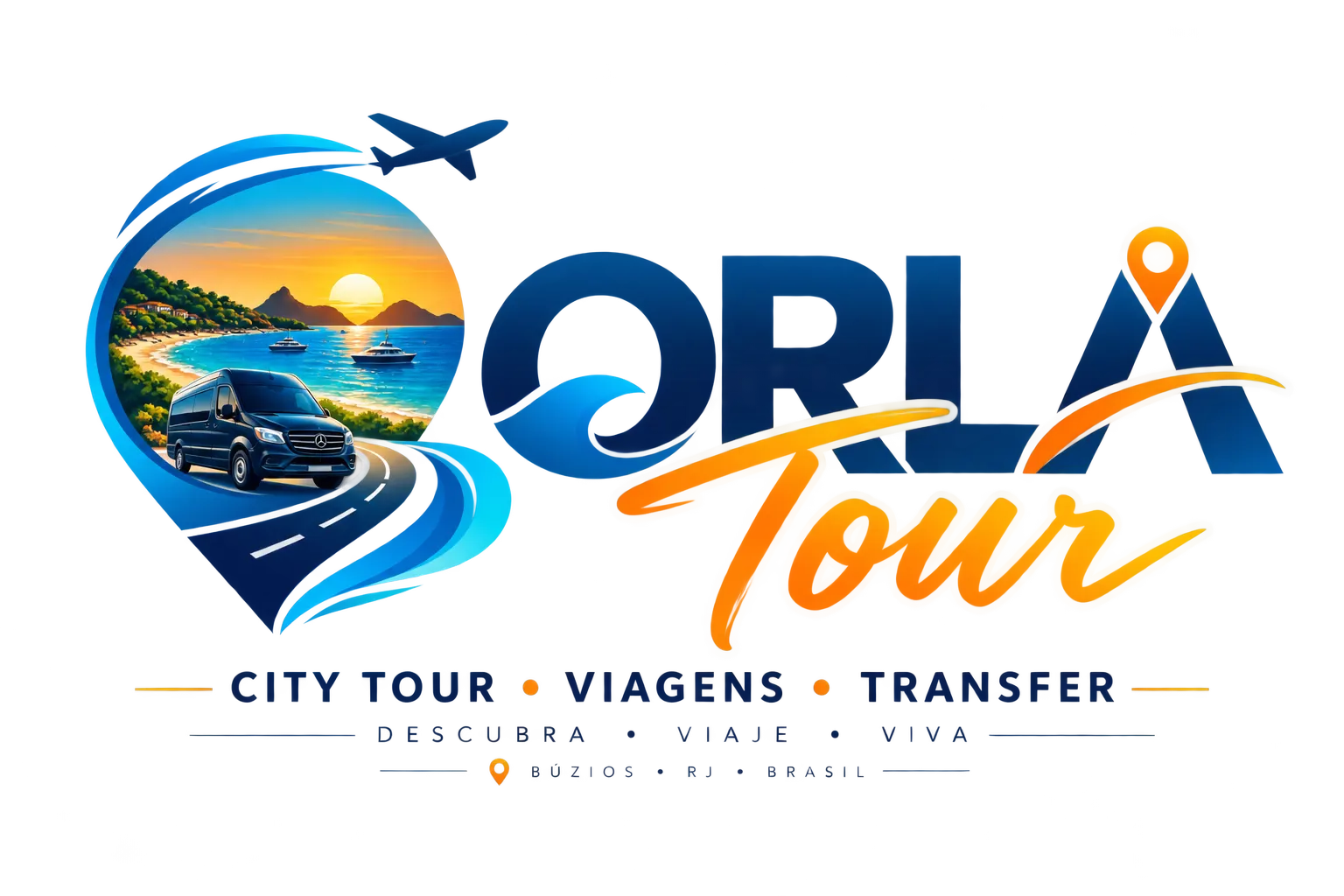 Identidade visual Orla Tour para experiências, city tours, viagens e transfers